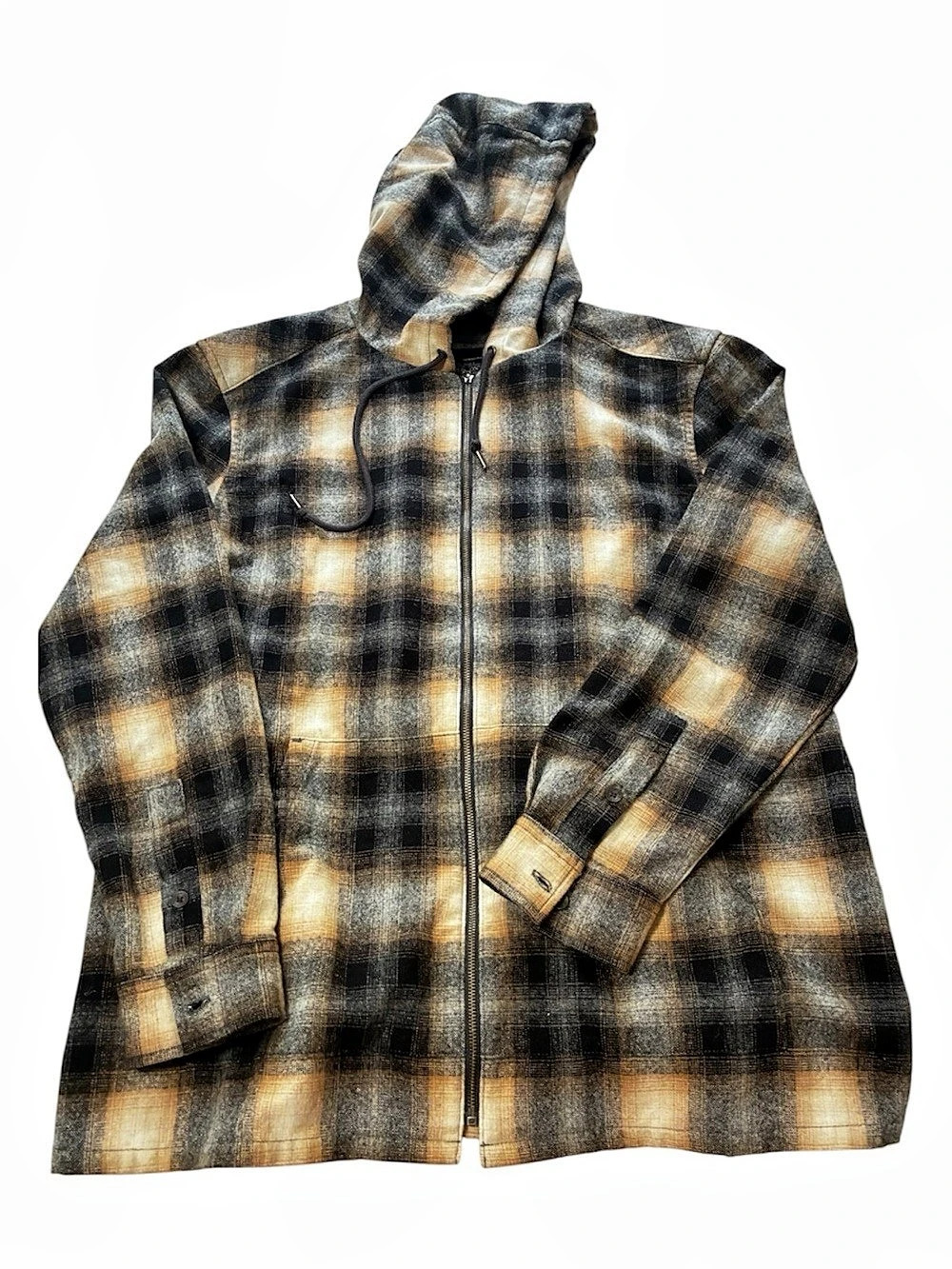 Pendleton Women's Boyfriend Wool Plaid Hooded Zip Jacket Size L